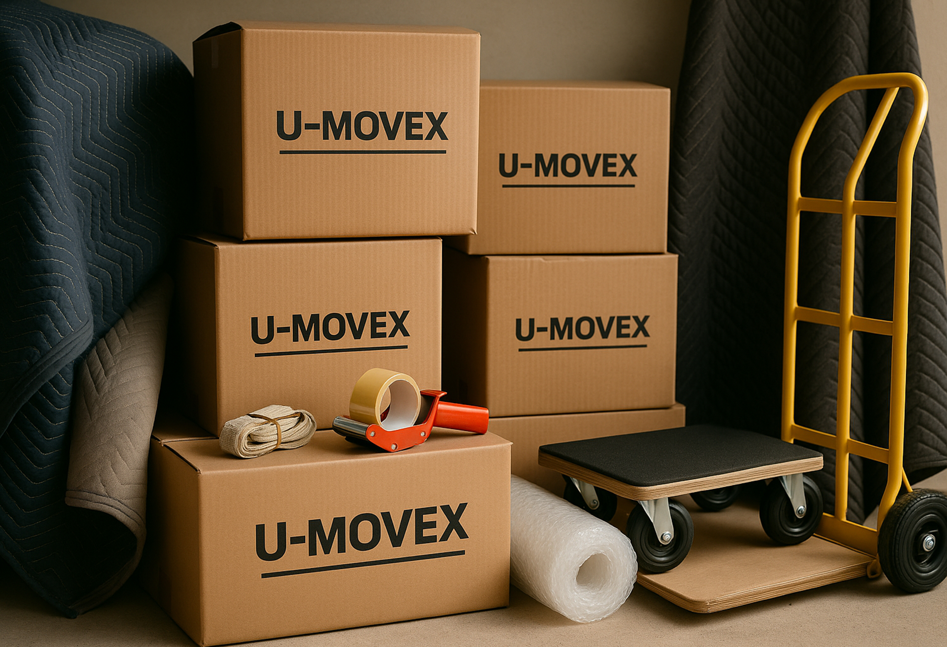 Packing services with moving boxes and supplies